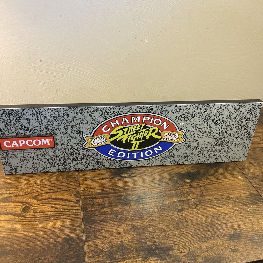 Street Fighter II 2 Champion Wood Mounted Standing Arcade Marquee 17.5x5x2